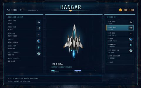Der Hangar zwischen den Missionen
